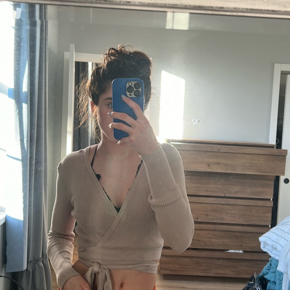 Taupe wrap sweater